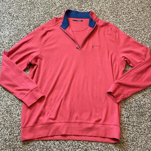 Greg Norman Pullover zip Up Sweater Coral Pink/Blue